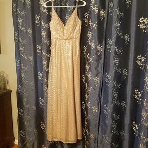 Rose gold sequin floor length dress